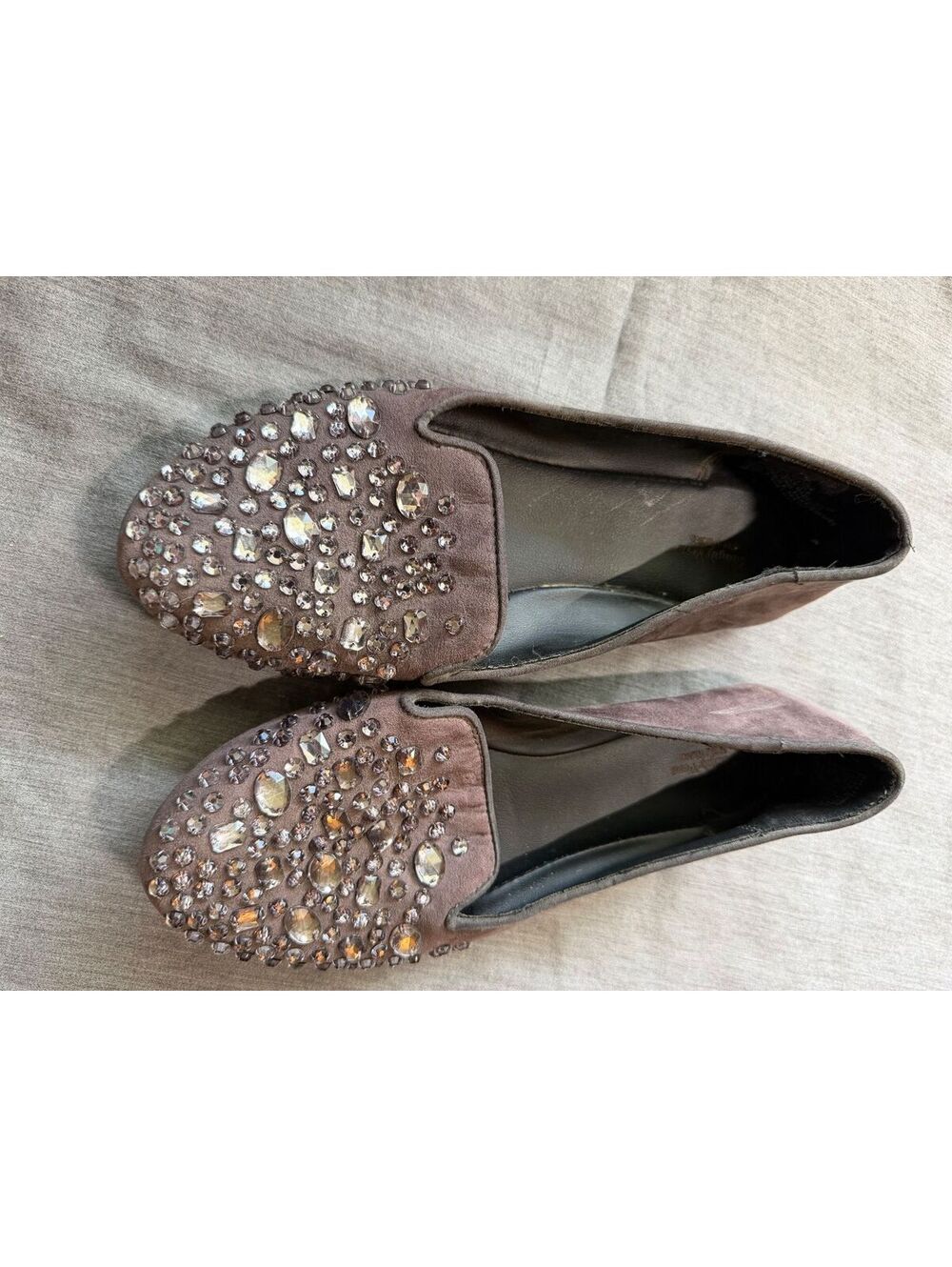 Simply Vera Vera Wang Gray Embellished Flats Size 7.5 Gemstone Sparkle